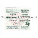 MANCHESTER UNITED Ticket for the home League match v Derby County 25/2/1976, slightly creased, small