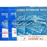 PETERBOROUGH UNITED Four home programmes: Football Combination v Swansea 29/10/60, v Fulham 24/9/60,