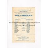 MANCHESTER UNITED Single sheet programme for the away F.A. Youth Cup tie v Everton 7/12/1971,