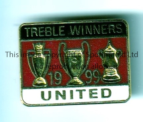 MANCHESTER UNITED Treble Winners badge from 1999. Good