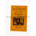 SWANSEA TOWN V BOURNEMOUTH 1947 Programme for the League match at Swansea 20/12/1947, slight