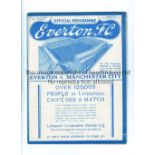 EVERTON V MANCHESTER CITY 1937 Programme for the League match at Everton 8/9/1937, staple removed,