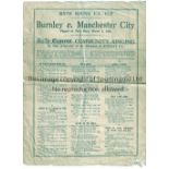 BURNLEY V MANCHESTER CITY 1933 FA CUP Daily Express Community Singing sheet for the FA Cup tie 6th