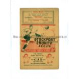 STOCKPORT COUNTY V HALIFAX TOWN 1937 Programme for the League match at Stockport 3/4/1937, slight