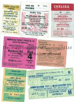 MANCHESTER UNITED Tickets for away matches in 1970's: 71/2 Leeds, 77/8 Birmingham City, tiny paper