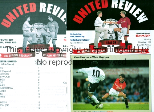 MANCHESTER UNITED Ten home programmes for the Pontin's League for the season 1994/95, including FA