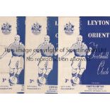 LEYTON ORIENT Three home programmes for the League matches v Northampton 7/9/1950, Crystal Palace