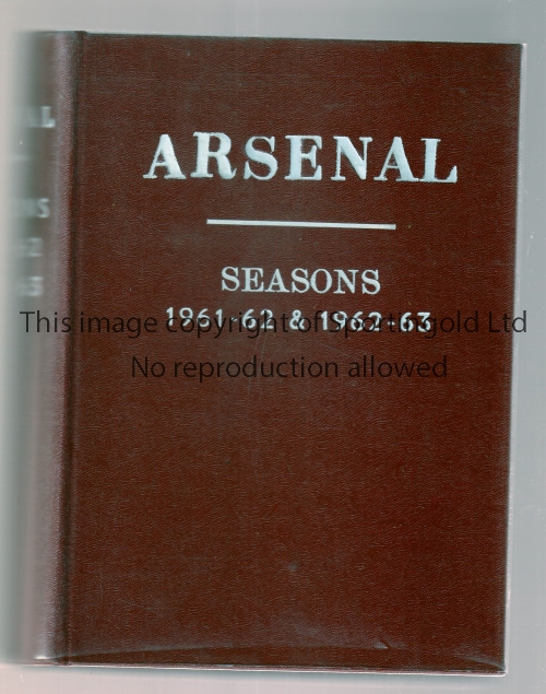 ARSENAL Bound volume, with dark red hardback covers and gold lettering on the spine and cover, of