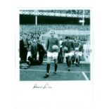 DENIS LAW AUTOGRAPHS A 10" X 8" B/W photo of Law entering the field at Goodison Park for