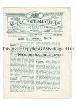 ARSENAL Programme for the home League match v Oldham 17/3/1923, horizontal folds, team change and