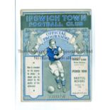 IPSWICH TOWN V BRISTOL ROVERS 1938 / IPSWICH FIRST LEAGUE SEASON Programme for the League match at