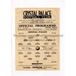 CRYSTAL PALACE V BRIGHTON 1944 Single sheet programme for the FL South match at Palace 26/2/1944,