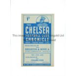 CHELSEA Programme for the home Football Combination Cup tie v Brighton and Hove 6/3/1948, horizontal