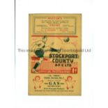 STOCKPORT COUNTY V OLDHAM ATHLETIC 1936 Programme for the League match at Stockport 3/10/1936,