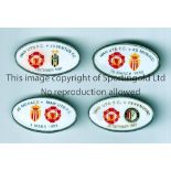 MANCHESTER UNITED Four oval shape badges from 1997/8 Champions League matches v homes Juventus 1/