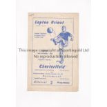 LEYTON ORIENT V CHESTERFIELD 1960 LEAGUE CUP Programme for the tie at Leyton 14/11/1960,