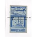 PORTSMOUTH V BOLTON WANDERERS 1938 Programme for the League match at Portsmouth 3/9/1938, horizontal