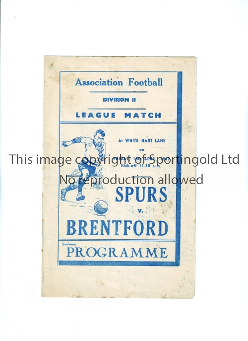 TOTTENHAM HOTSPUR Pirate programme issued by Buick, for the home league match v Brentford 15/4/1949,