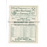 WEST HAM UNITED V MANCHESTER CITY 1930 Programme for the League match 13/12/1930, ex-binder.