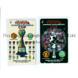 MANCHESTER UNITED Two Japanese phone cards issued with details of the Toyota Cup against Palmeiras