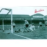 DENIS LAW AUTOGRAPHS 1963 Signed b/w 12 x 8 photo of the Scottish forward scoring the winning goal