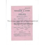 CHELSEA Single sheet programme for the away Metropolitan League match v Windsor and Eton 15/4/