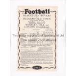 1928 F.A. CUP FINAL / BLACKBURN ROVERS V HUDDERSFIELD TOWN LNER Railway Handbill from April 1928