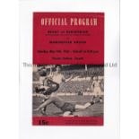 MANCHESTER UNITED V HEARTS 1960 IN CANADA Programme for the match 14/5/1960 in the Varsity