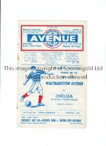 CHELSEA Programme for the away Friendly match v Walthamstow 3/5/1956, team changes and scores