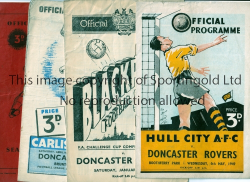 DONCASTER ROVERS Twenty away programmes for League matches including 1 X v Hully City 4/5/1949, 14 X