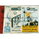 DONCASTER ROVERS Twenty away programmes for League matches including 1 X v Hully City 4/5/1949, 14 X