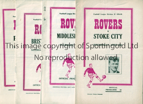 DONCASTER ROVERS Six home programmes including v Stoke City 20/4/1955, Middlesbrough 3/5/1956,