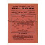 ARSENAL Single sheet programme for the home FL South match v Crystal Palace 6/2/1943, slightly