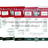 MANCHESTER UNITED Sixteen home single sheet programmes for the Pontin's League for the season 1998/