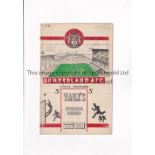 SUNDERLAND V LIVERPOOL 1952 Programme for the League match at Sunderland 19/1/1952, horizontal