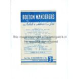 MANCHESTER UNITED Programme for the away Central League match v Bolton Wanderers 19/2/1955, slight