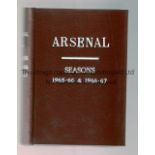 ARSENAL Bound volume, with dark red hardback covers and gold lettering on the spine and cover, of