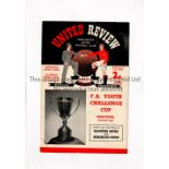 1959 FA YOUTH CUP SEMI-FINAL / MANCHESTER UNITED V BLACKBURN ROVERS Programme for the 2nd Leg at