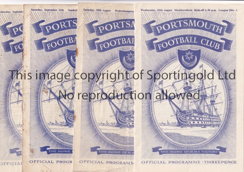 PORTSMOUTH Fourteen home programmes for the League matches v Huddersfield 25/8/1954, Wolves 28/8/