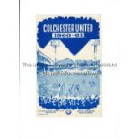 1960-61 FOOTBALL LEAGUE CUP / FIRST SEASON Four page programme for Colchester United v Southampton