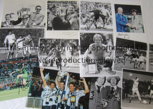 FOOTBALL AUTOGRAPHS Twelve signed photos, the largest is 12" X 8" including 9 X B/W of Andy Gray