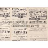 SOUTHAMPTON Three home programmes for the League matches v Cardiff City 22/9/1951, horizontal
