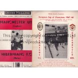 MANCHESTER UNITED Three programmes: two for the away European Cup tie v Hibernians of Malta 27/9/