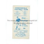 CHESTERFIELD V ASTON VILLA 1947 Gatefold programme for reserves Central League match at Chesterfield