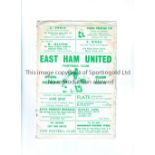 EAST HAM UNITED V WEST HAM UNITED 1975 Programme for the Friendly at East Ham on 11/9/75, ageing