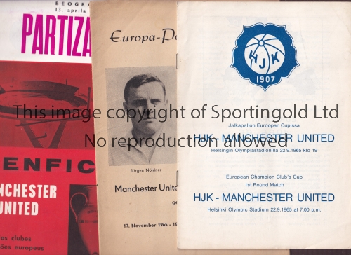 MANCHESTER UNITED Four programmes for the away European Cup ties in season 1965/6 v Helsinki JK, ASK