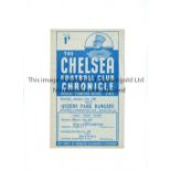 CHELSEA Programme for the home Football Combination Cup tie v Queen's Park Rangers 31/1/1948,