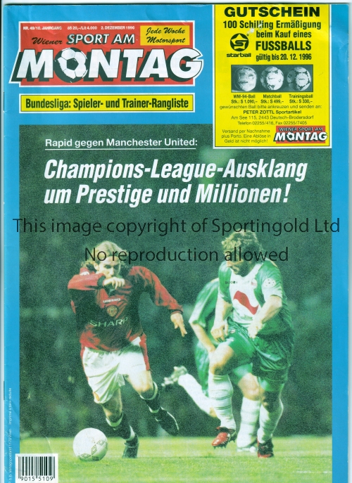 MANCHESTER UNITED The official magazine "Sport AM Montag" covering the away Champions League match v