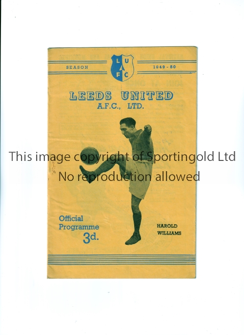 LEEDS UNITED Programme for the home League match v Cardiff City 11/2/1950, slight horizontal crease.