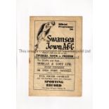 SWANSEA TOWN V PRESTON NORTH END 1949 Programme for the League match at Swansea 20/8/1949,